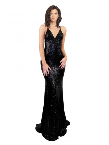 Long Sleeveless Sequin Black Mermaid Black Tie Evening Gown / Prom Dress / Bridesmaid Dress Newcastle