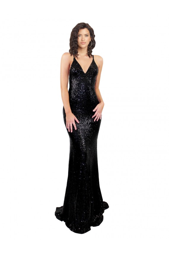 Long Sleeveless Sequin Black Mermaid Black Tie Evening Gown / Prom Dress / Bridesmaid Dress Newcastle
