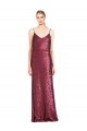 Long Sleeveless Sequin Burgundy A-Line Formal Evening Gown / Prom Dress / Bridesmaid Dress Newcastle