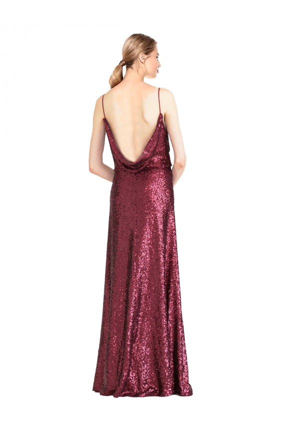 Long Sleeveless Sequin Burgundy A-Line Formal Evening Gown / Prom Dress / Bridesmaid Dress Newcastle