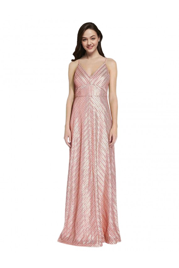 Long Sleeveless Sequin Rose Gold Sheath Formal Evening Gown / Prom Dress / Bridesmaid Dress Newcastle