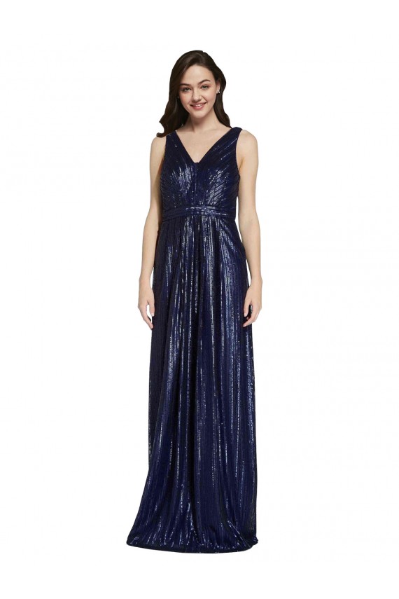 Long Sleeveless Sequin Dark Navy Sheath Formal Evening Gown / Prom Dress / Bridesmaid Dress Newcastle