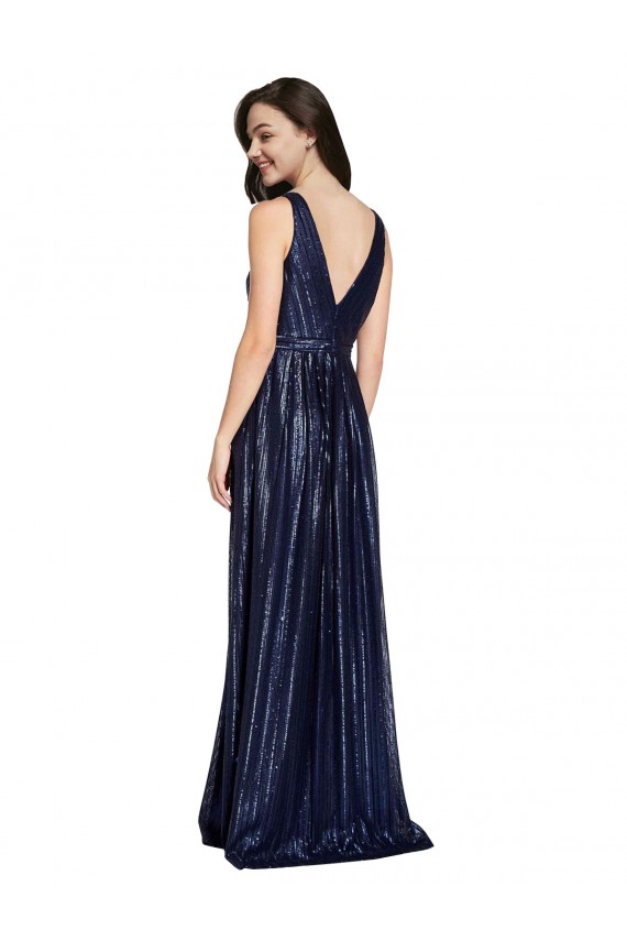 Long Sleeveless Sequin Dark Navy Sheath Formal Evening Gown / Prom Dress / Bridesmaid Dress Newcastle