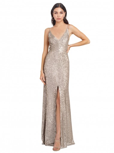 Long Sleeveless Sequin & Sparkling Sequin Silver Sheath Formal Evening Gown / Prom Dress / Bridesmaid Dress Newcastle
