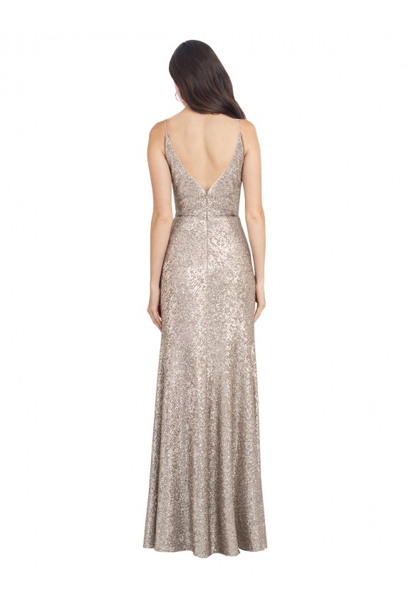 Long Sleeveless Sequin & Sparkling Sequin Silver Sheath Formal Evening Gown / Prom Dress / Bridesmaid Dress Newcastle