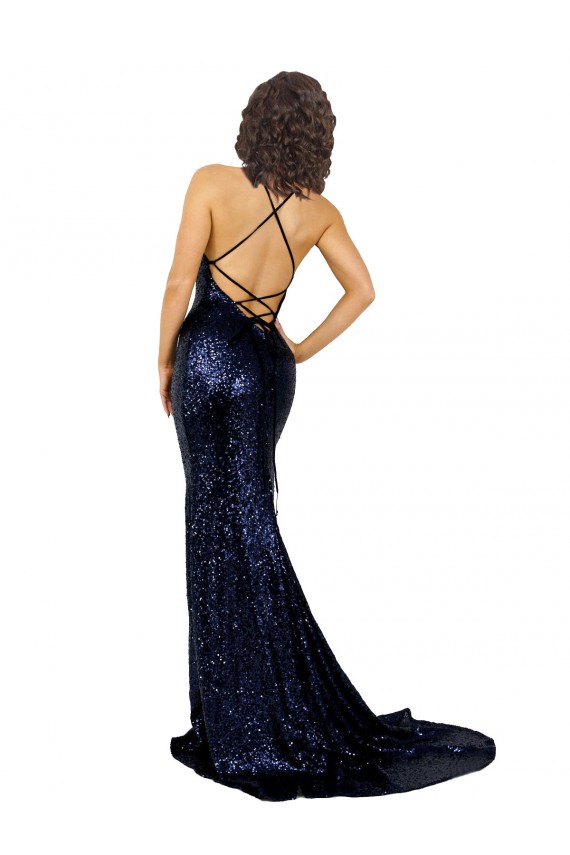 Long Sleeveless Sequin Dark Navy Mermaid Formal Evening Gown / Prom Dress / Bridesmaid Dress Newcastle