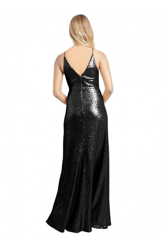 Long Sleeveless Sequin Black A-Line Formal Evening Gown / Prom Dress / Bridesmaid Dress Newcastle