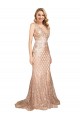 Long Sleeveless Sequin & Sparkling Sequin Rose Gold Mermaid Formal Plus Size Evening Gown / Prom Dress / Bridesmaid Dress Newcastle