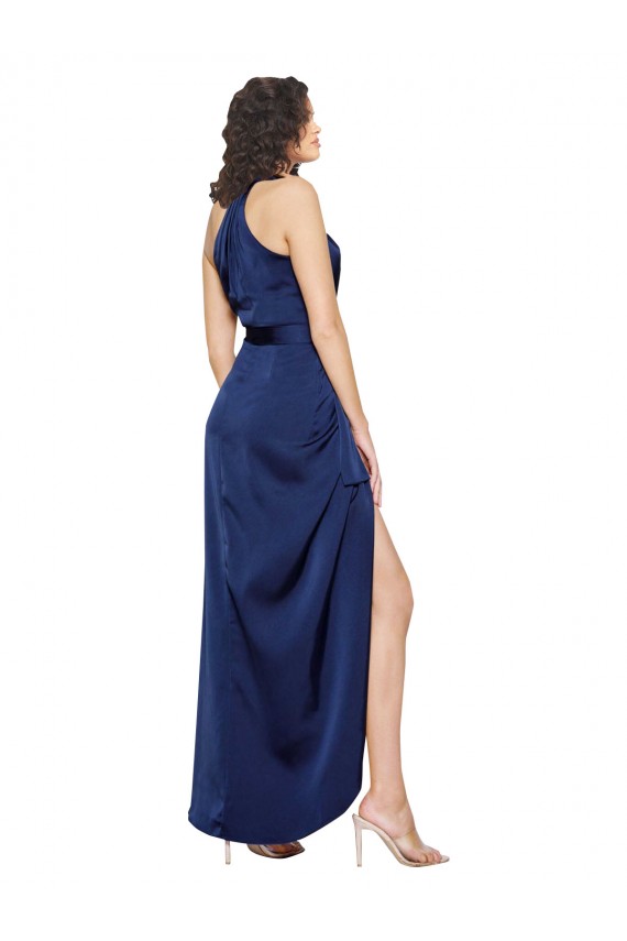Long Sleeveless Silk like Satin Sapphire A-Line High Low Evening Gown / Prom Dress / Bridesmaid Dress Newcastle