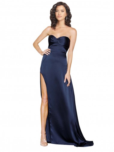 Long Sleeveless Silk like Satin Sapphire Sweetheart A-Line Formal Evening Gown / Prom Dress / Bridesmaid Dress Newcastle