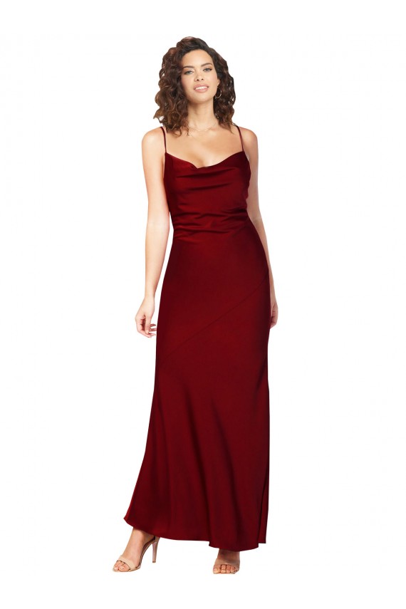Long Sleeveless Silk like Satin Burgundy Sheath Black Tie Evening Gown / Prom Dress / Bridesmaid Dress Newcastle