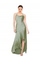 Long Sleeveless Silk like Satin Smoke Green A-Line High Low Evening Gown / Prom Dress / Bridesmaid Dress Newcastle