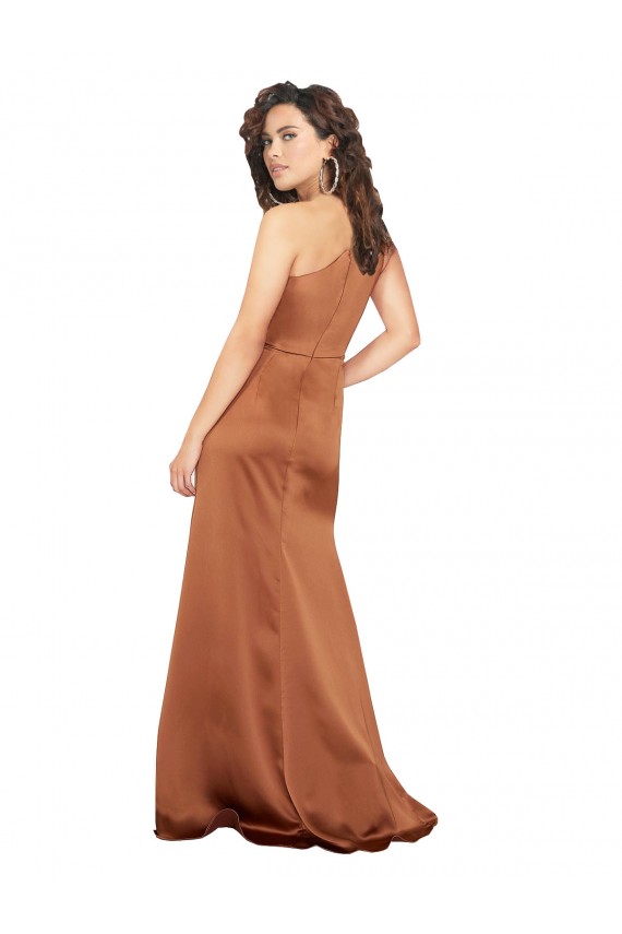 Long Sleeveless Silk like Satin Orange A-Line Formal Dress / Bridesmaid Dress Newcastle