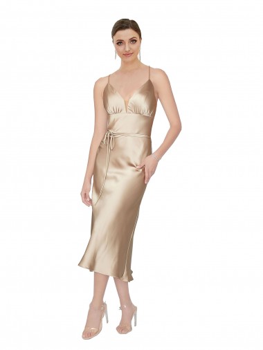 Midi Length Sleeveless Silk like Satin A-Line Formal Evening Gown / Prom Dress / Bridesmaid Dress Newcastle