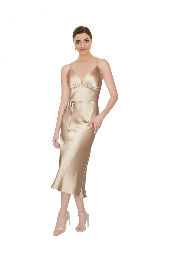 Midi Length Sleeveless Silk like Satin A-Line Formal Evening Gown / Prom Dress / Bridesmaid Dress Newcastle