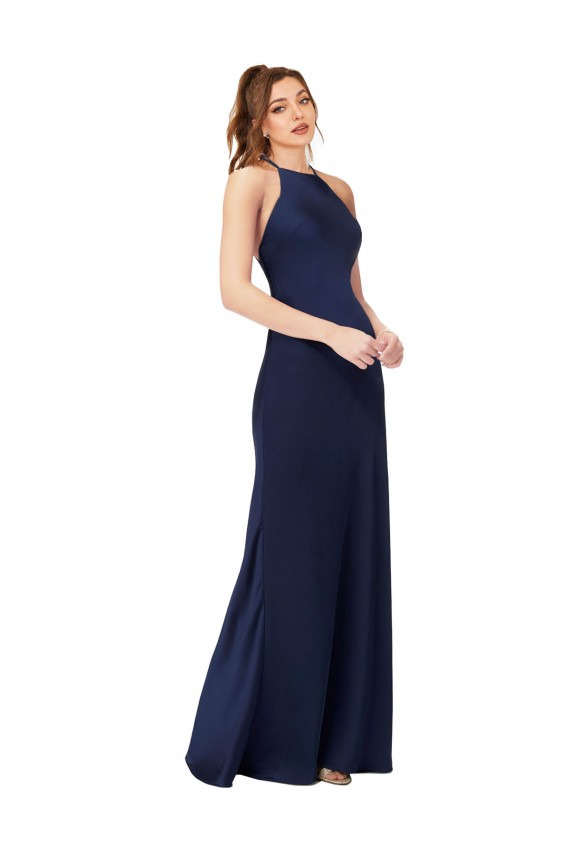 Long Sleeveless Silk like Satin Sapphire Sheath Formal Evening Gown / Prom Dress / Bridesmaid Dress Newcastle