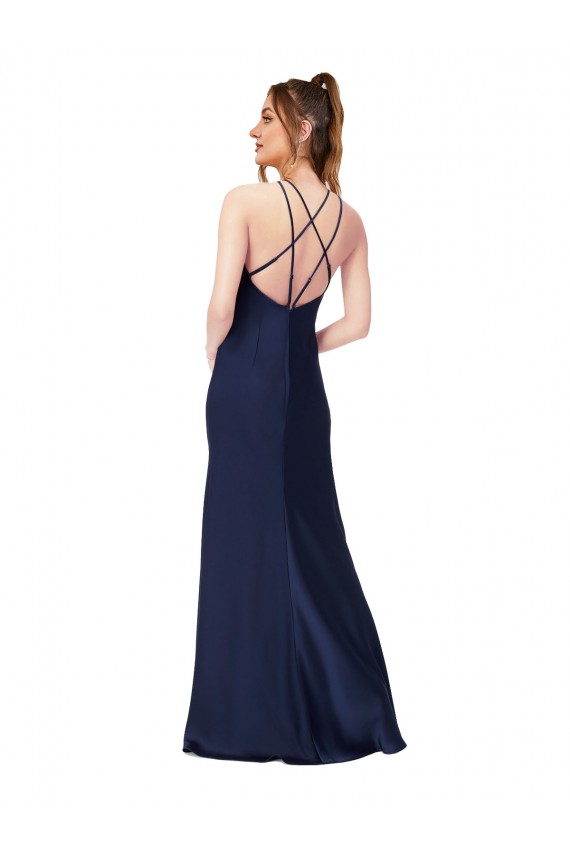 Long Sleeveless Silk like Satin Sapphire Sheath Formal Evening Gown / Prom Dress / Bridesmaid Dress Newcastle