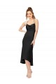 Midi Length Sleeveless Silk like Satin Black Sheath High Low Evening Gown / Prom Dress / Bridesmaid Dress Newcastle