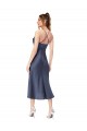 Midi Length Sleeveless Silk like Satin Black Sheath High Low Evening Gown / Prom Dress / Bridesmaid Dress Newcastle