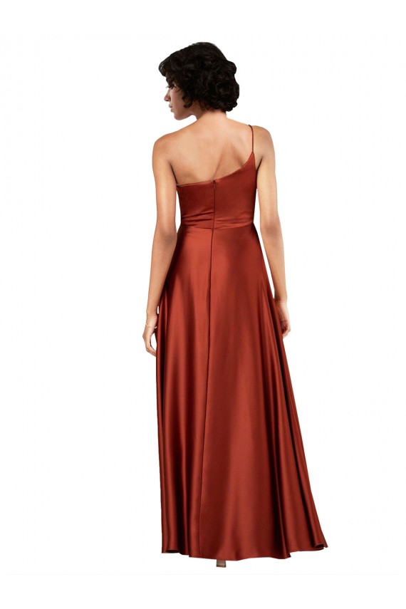 Long Sleeveless Silk like Satin Burnt Orange A-Line Black Tie Evening Gown / Prom Dress / Bridesmaid Dress Newcastle