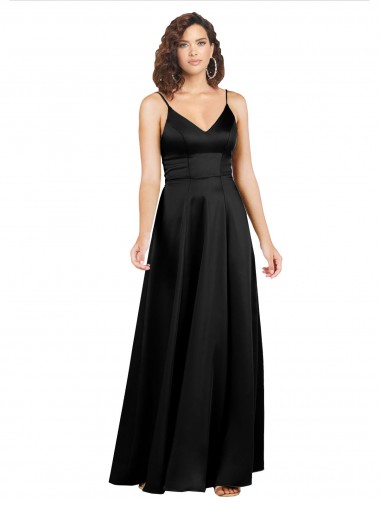 Long Sleeveless Silk like Satin Black A-Line Formal Evening Gown / Prom Dress / Bridesmaid Dress Newcastle
