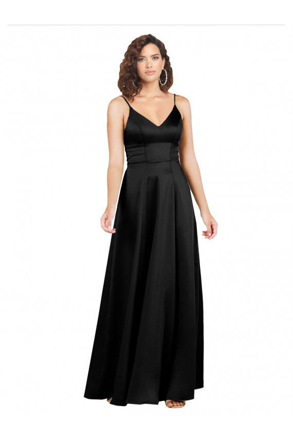 Long Sleeveless Silk like Satin Black A-Line Formal Evening Gown / Prom Dress / Bridesmaid Dress Newcastle
