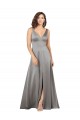 Long Sleeveless Silk like Satin Pearl Grey A-Line Formal Evening Gown / Prom Dress / Bridesmaid Dress Newcastle