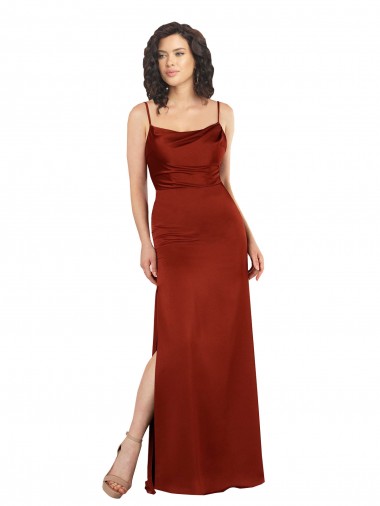 Long Sleeveless Silk like Satin Red Spaghetti Straps A-Line Formal Evening Gown / Prom Dress / Bridesmaid Dress Newcastle