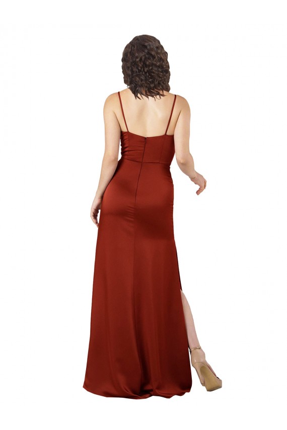 Long Sleeveless Silk like Satin Red Spaghetti Straps A-Line Formal Evening Gown / Prom Dress / Bridesmaid Dress Newcastle