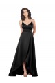 Long Sleeveless Silk like Satin Black A-Line High Low Evening Gown / Prom Dress / Bridesmaid Dress Newcastle