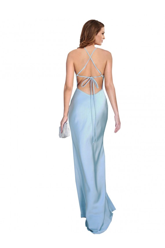 Long Sleeveless Silk like Satin Light Sky Blue Sheath Formal Evening Gown / Prom Dress / Bridesmaid Dress Newcastle