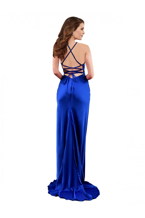 Long Sleeveless Silk like Satin Royal Blue Sheath Formal Evening Gown / Prom Dress / Bridesmaid Dress Newcastle