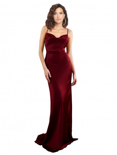 Long Sleeveless Silk like Satin Burgundy Sheath Formal Evening Gown / Prom Dress / Bridesmaid Dress Newcastle