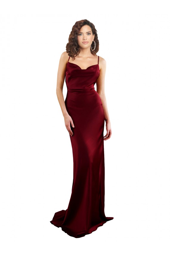 Long Sleeveless Silk like Satin Burgundy Sheath Formal Evening Gown / Prom Dress / Bridesmaid Dress Newcastle