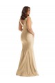 Long Sleeveless Silk like Satin Soft Gold V-Neck Mermaid Formal Plus Size Evening Gown / Prom Dress / Bridesmaid Dress Newcastle