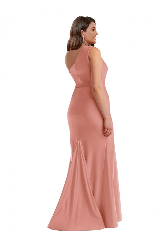 Long Sleeveless Silk like Satin Georgia Peach Mermaid Black Tie Plus Size Evening Gown / Prom Dress / Bridesmaid Dress Newcastle