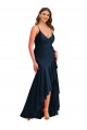 Long Sleeveless Silk like Satin Dark Navy Mermaid High Low Plus Size Evening Gown / Prom Dress / Bridesmaid Dress Newcastle