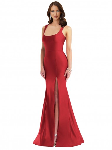 Long Sleeveless Silk like Satin Red Mermaid Formal Plus Size Evening Gown / Prom Dress / Bridesmaid Dress Newcastle