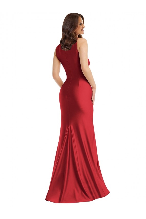 Long Sleeveless Silk like Satin Red Mermaid Formal Plus Size Evening Gown / Prom Dress / Bridesmaid Dress Newcastle
