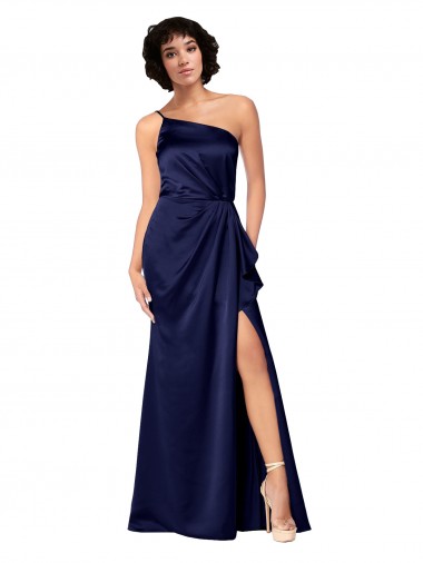 Long Sleeveless Silk like Satin Sapphire A-Line Black Tie Evening Gown / Prom Dress / Bridesmaid Dress Newcastle
