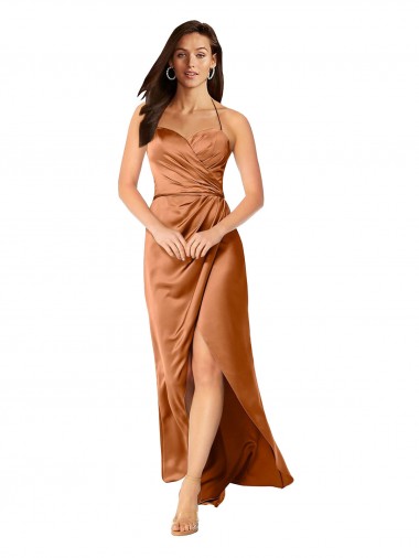 Long Sleeveless Silk like Satin Orange A-Line High Low Evening Gown / Prom Dress / Bridesmaid Dress Newcastle