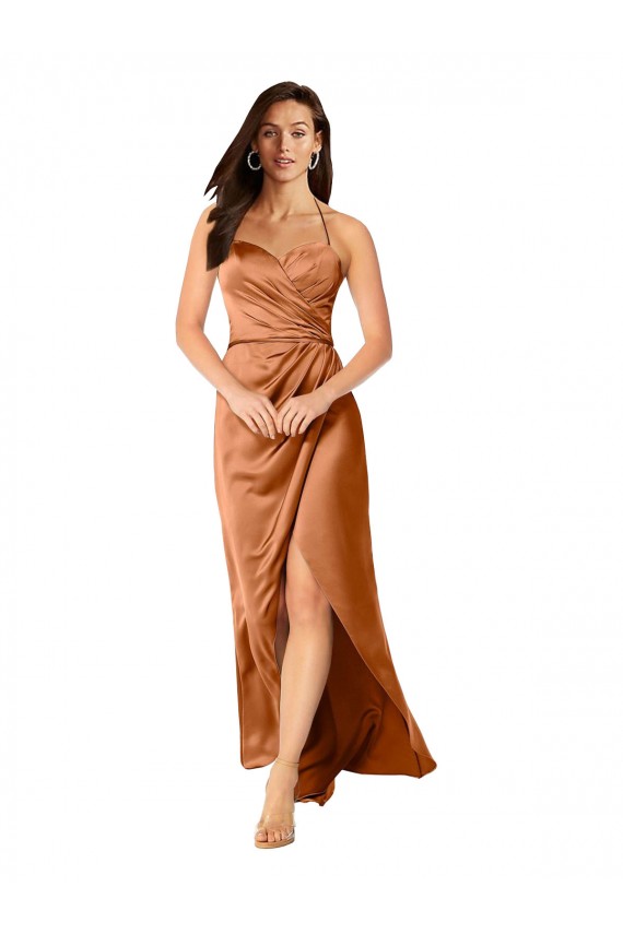 Long Sleeveless Silk like Satin Orange A-Line High Low Evening Gown / Prom Dress / Bridesmaid Dress Newcastle