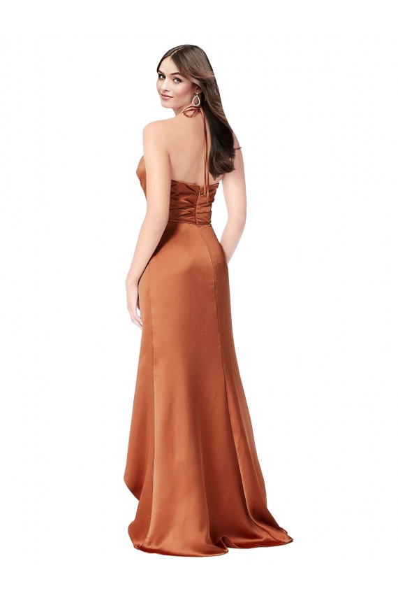 Long Sleeveless Silk like Satin Orange A-Line High Low Evening Gown / Prom Dress / Bridesmaid Dress Newcastle
