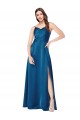 Long Sleeveless Silk like Satin Peacock Blue Spaghetti Straps A-Line Formal Evening Gown / Prom Dress / Bridesmaid Dress Newcastle