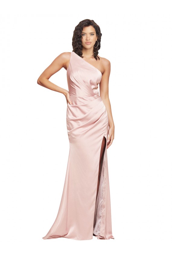 Long Sleeveless Silk like Satin Pink Sheath Formal Evening Gown / Prom Dress / Bridesmaid Dress Newcastle