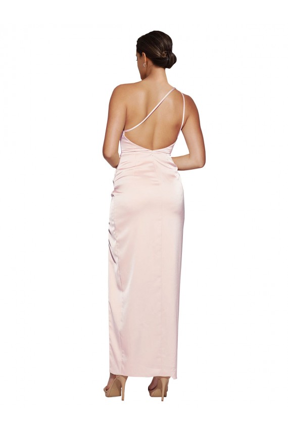 Long Sleeveless Silk like Satin Pink A-Line Semi Formal Evening Dress / Prom Dress / Bridesmaid Dress Newcastle