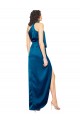 Long Sleeveless Silk like Satin Peacock Blue Sheath Formal Evening Gown / Prom Dress / Bridesmaid Dress Newcastle