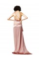 Long Sleeveless Silk like Satin Dusty Pink One Shoulder A-Line Formal Evening Gown / Prom Dress / Bridesmaid Dress Newcastle