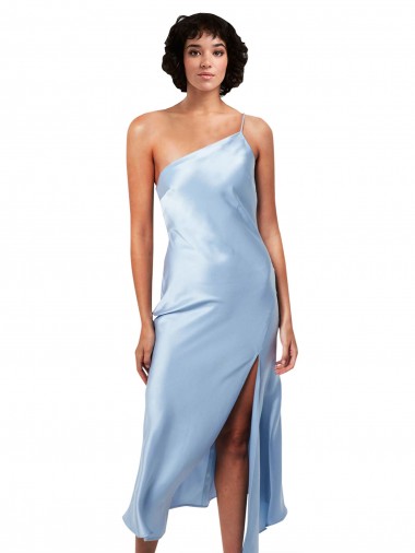 Midi Length Sleeveless Silk like Satin Light Sky Blue A-Line Formal Evening Gown / Prom Dress / Bridesmaid Dress Newcastle