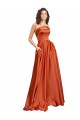 Sweep Train Sleeveless Silk like Satin Burnt Orange A-Line Formal Evening Gown / Prom Dress / Bridesmaid Dress Newcastle